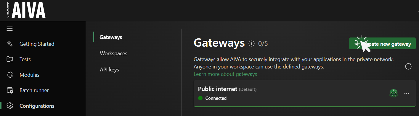 Create New Gateway