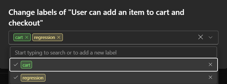 Modal with label management