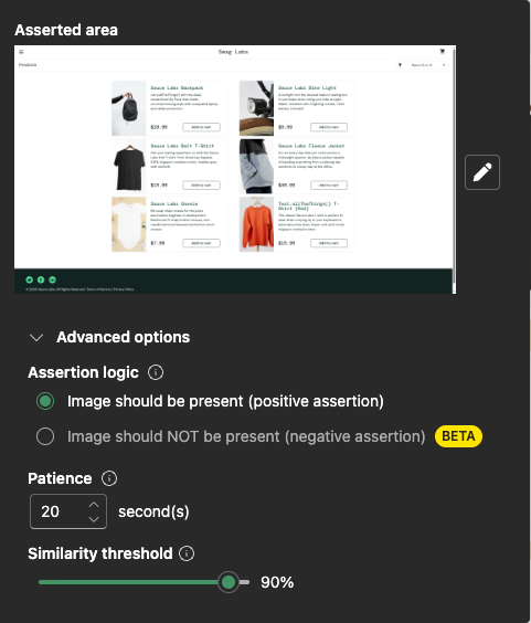 Advanced options of Image assert in AIVA