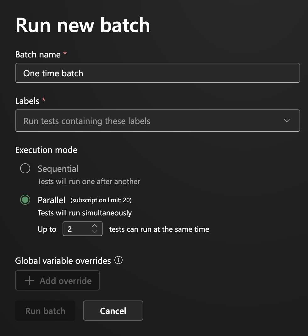 Screenshot of batch parallel execution in AIVA