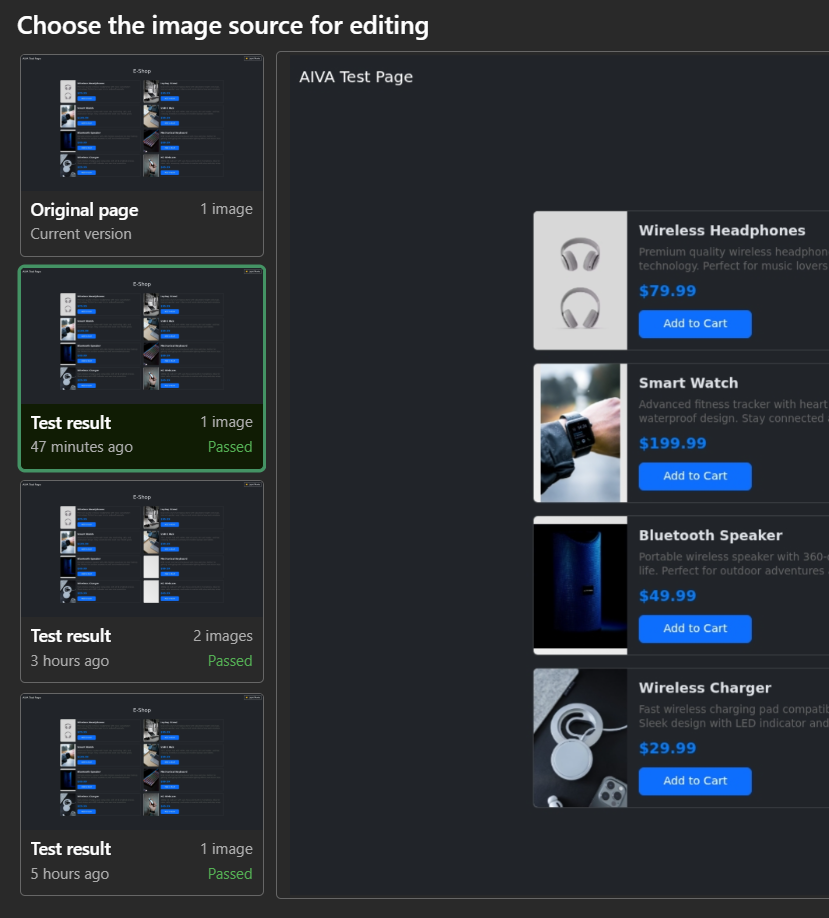 Screenshot of editing an element location in AIVA