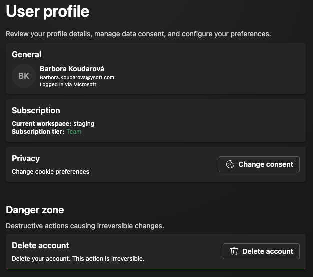 Screenshot of the User profile in AIVA