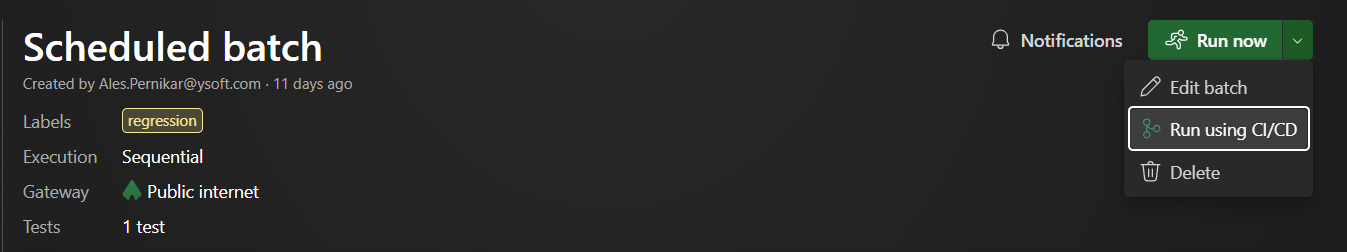 Run batch with CI/CD