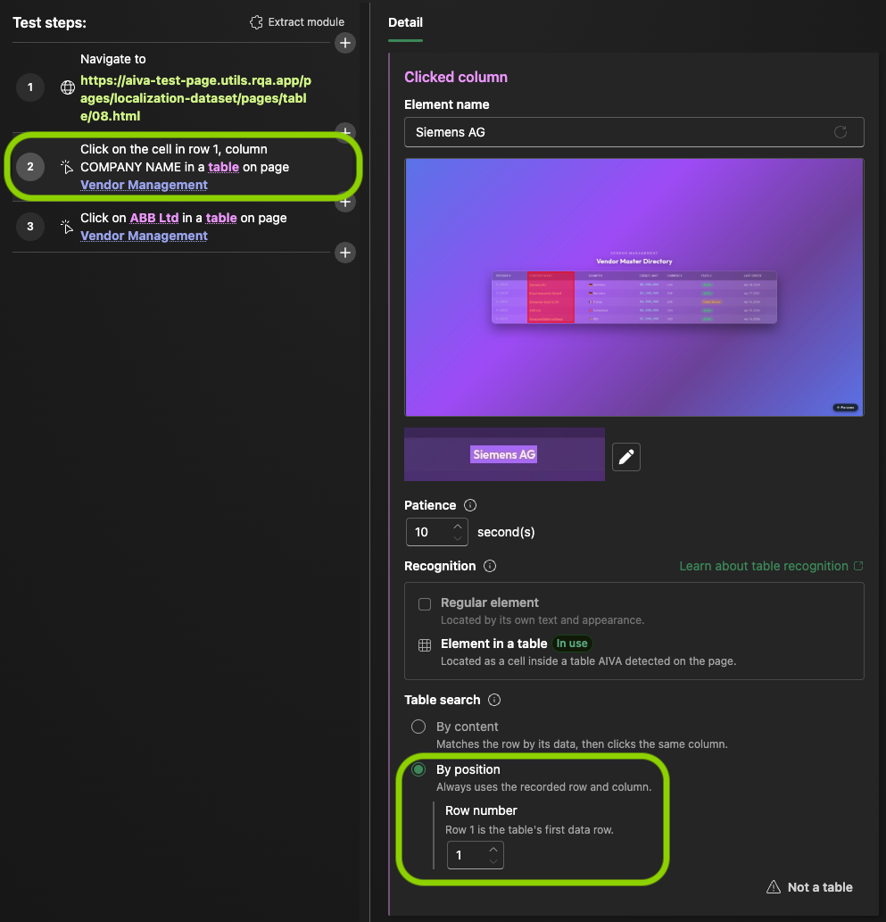Click step detail with By position option