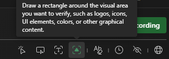 Assert Image tool icon selected in the toolbar while recording a test