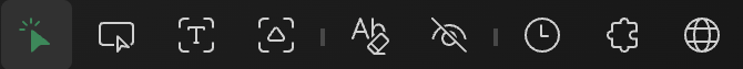 Recording tools on the right side of the toolbar: Click, Move mouse to position, Assert text, Assert image, Clear text, Hide text, Delay, Module and Navigate